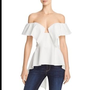 Ruffle assymetric bustier sweetheart white top